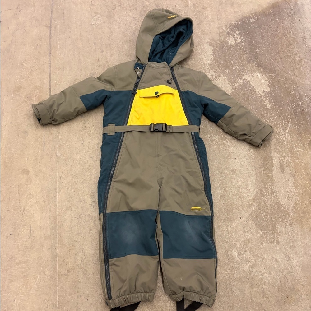 Kids' chlorophylle Green and Yellow Snowsuit one piece